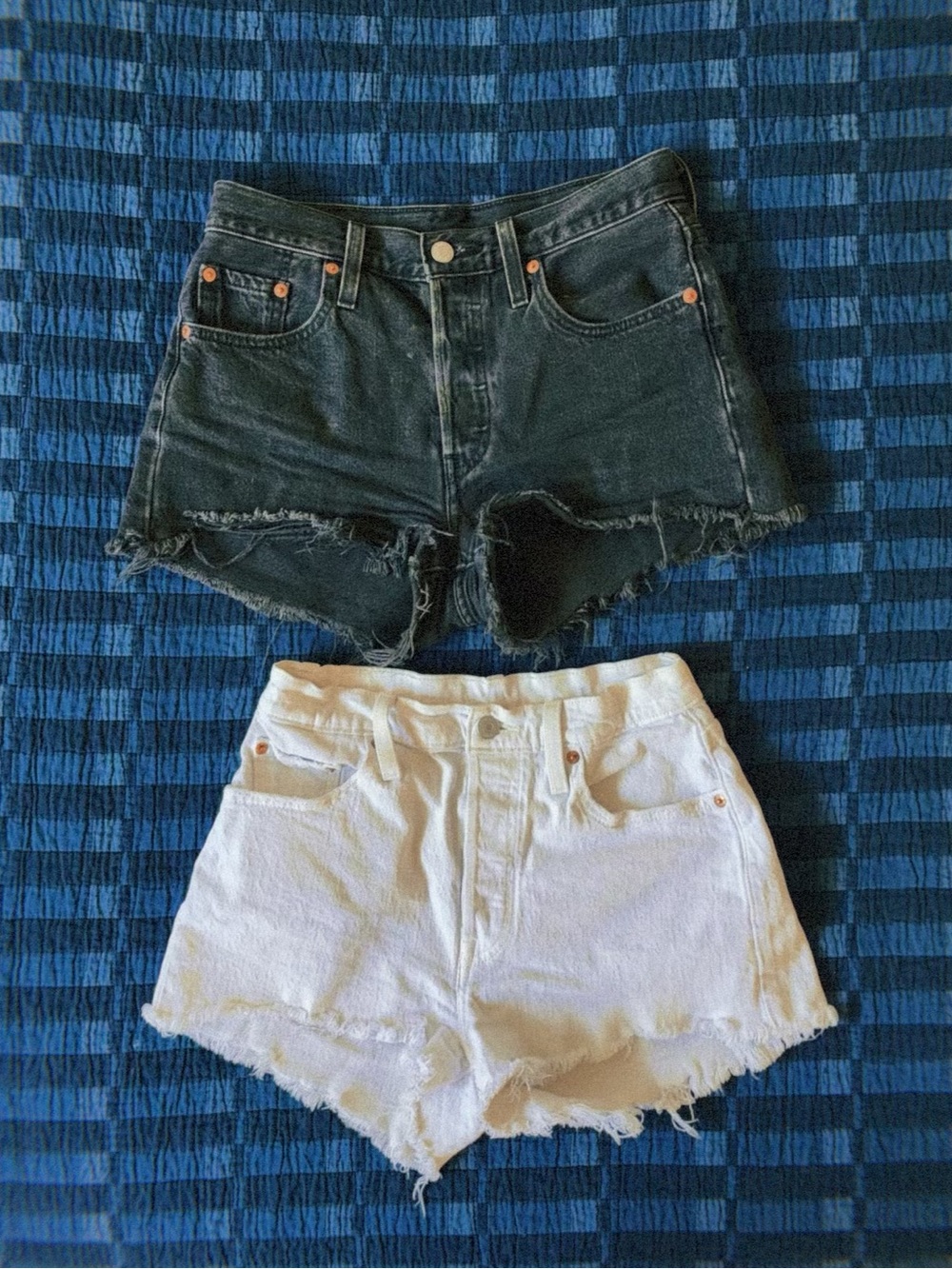 (2 FOR 1 DEAL) Levi's Black + White 501 Denim Cutoff Shorts